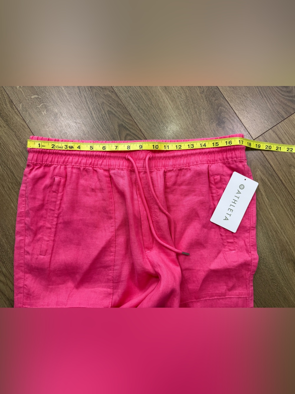 NWT Athleta Retreat Linen High Rise Wide Leg Pant Hot Pink Size Large - Picture 10 of 12